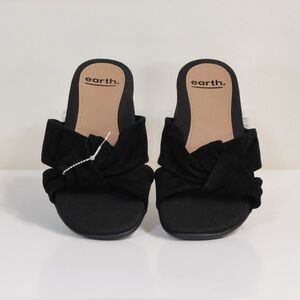 Earth Alder Aida Black Knotted Suede Slide Slip On Flat Sandals NWT